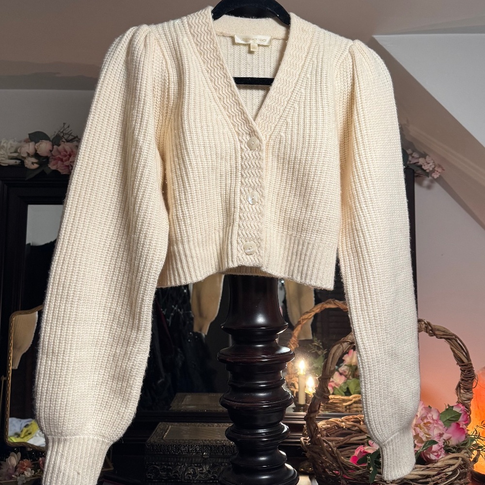 LoveShackFancy Wool and Cashmere Cardigan Cream Small